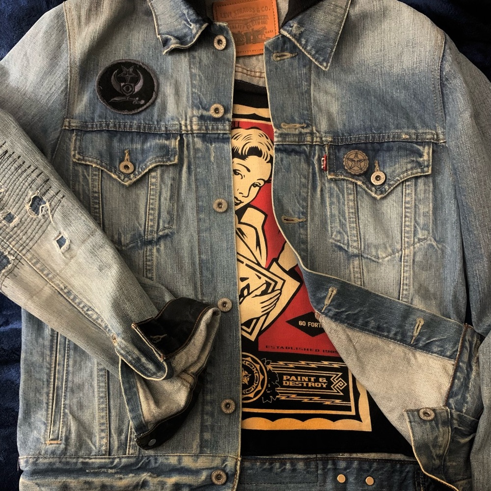 Obey x levi ‘s jean jacket vtg.